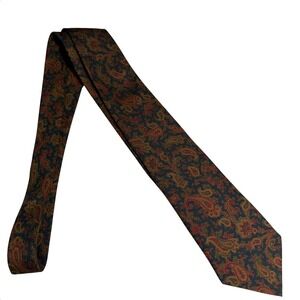 Celine Paris Mens Silk‎ Tie Navy & Red Paisley Pattern Vintage